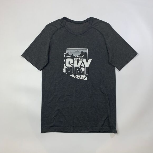 Lululemon T Shirt Mens S Charcoal Short Sleeve Metal Vent Tech Arizona Sky Logo - Picture 2 of 9